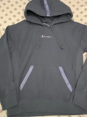 Champion Medium Purple Grey Hoodie Pullover Pockets Long Sleeve Drawstring thumbnail 1