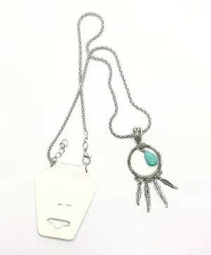 Silver Turquoise Dreamcatcher Feather Necklace thumbnail 2