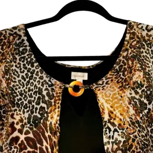 Avenue Tank Top Brown & Black‎ Leopard Print Layered Ring Detail Womens 14/16 thumbnail 3
