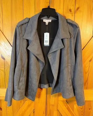 Philosophy Size 2X Faux Suede Open Front Jacket Ash Smoke nwt Read (6458) thumbnail 1