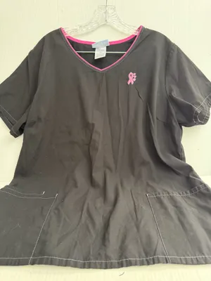 SB Scrubs Black Scrub Top with Pink Ribbon Accent thumbnail 1