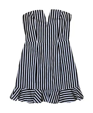Olivaceous black white strapless ruffle dress smal thumbnail 1