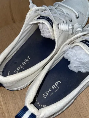 Sperry Crest Vibe White Canvas Low-Top Sneakers with Navy Accents Size 9.5 thumbnail 6