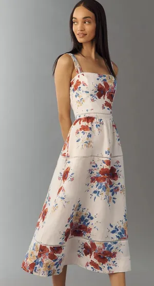 New Reformation Everett 100% Linen Midi Dress size 4 thumbnail 1