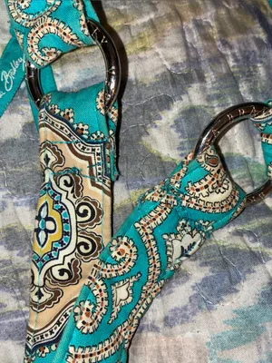 Vera Bradley Totally Turquoise Teal & Brown Tote Bag Shoulder Bag thumbnail 13