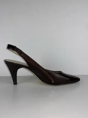 Brown Patent Slingback Heels Size 8.5 Anne Klein thumbnail 3