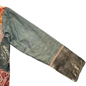 Vintage Womens Artsy Velvet Denim Patchwork Tapestry Jacket Size S Boho thumbnail 4