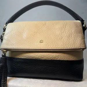 Kate Spade Southport Avenue Maria Ivory Black Leather Satchel Crossbody Bag thumbnail 3