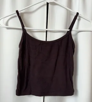 SheIn Dark Brown Ribbed Sleeveless Crop Camisole Tank Top Size Small thumbnail 1