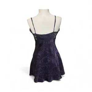 Vintage Victoria's Secret Navy Blue Jacquard Lace‎ Slip Chemise Dress Size M thumbnail 4