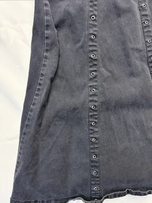 Tripp NYC y2k large Black denim buckle Grommet dress grunge vintage goth punk scene thumbnail 4