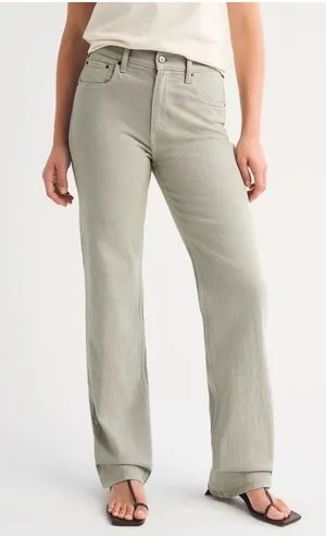 Abercrombie & Fitch 90s Relaxed NWTJeans High Rise Gray Size 34 18R Straight Leg thumbnail 1