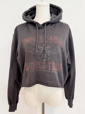Hollister Cropped Graphic Hoodie Pullover Sweatshirt Loungewear‎ Casual Small thumbnail 1