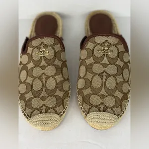 Coach Signature Brown and Tan Espadrille Slip-Ons thumbnail 2