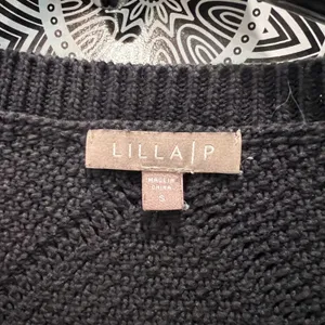 Lilla P Womens Black Diamond Textured Knit Split Neck Sweater Size S PA1929‎ thumbnail 3