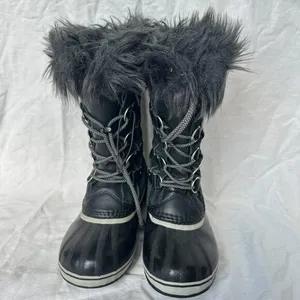 Sorel Joan of Arctic Black Leather Lace Up Winter Boots Outdoors Snow‎ Size 5 thumbnail 2