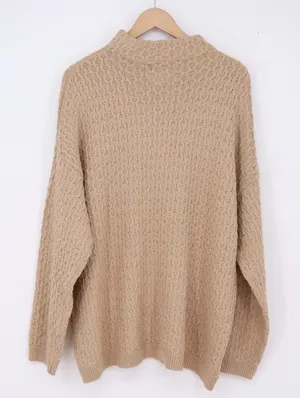 Preswick & Moore Sweater Womens 2X Tan Mock Neck Textured Knit NWT thumbnail 1