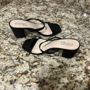 Rouge Helium Black Strappy Heels size 9 Like New thumbnail 2