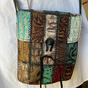 Mexican Genuine Leather Crossbody Bag Handmade Patchwork Boho Artisan Satchel thumbnail 7