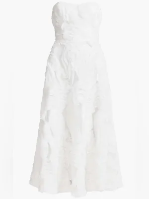 NEW Elliatt Asha 3-D Lace Strapless midi white dress sz XXL thumbnail 4