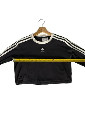 Adidas Originals Womens L 3 Stripes Cropped Long Sleeve Tee Black Blokecore thumbnail 10