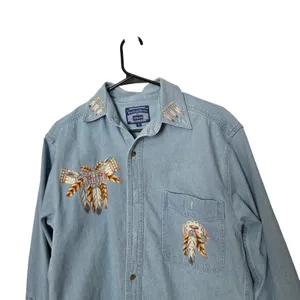 Vintage Real Good Denim By All Sport Denim Long Sleeve Button Up Shirt Small thumbnail 3