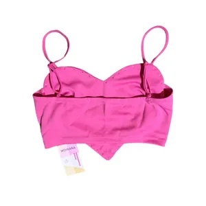 NWT WDIRARA Heart Pearl Crop Top Hot Pink Cami Spaghetti Strap Size Small thumbnail 6