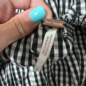 Free People Take It Easy Gingham Halter Top Black White Plaid Small Buttons thumbnail 7