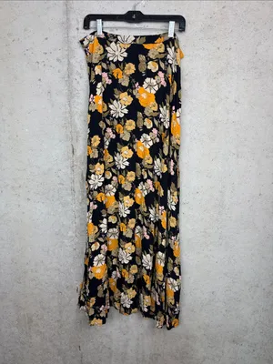 NATURAL LIFE Boho Cottage-core Floral Maxi Skirt Open Side Vents Lightweight L thumbnail 2