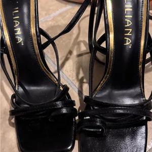 Liliana Black and Gold Strappy Heels thumbnail 1