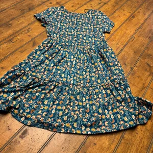 Jun & Ivy Teal‎ Blue Ditsy Floral Tiered Babydoll Mini Dress Womens Small thumbnail 4