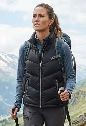 NY&CO Puffer Vest Hooded Black Down Fill Full Zip Gorpcore Outdoor Hiking Fall L thumbnail 1
