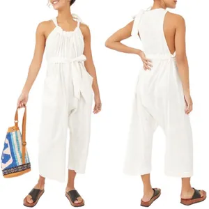 Free People Cotton Gauze Henriette Sleeveless Tie Waist Wide Leg Jumpsuit M thumbnail 13