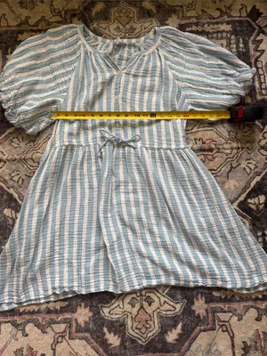 Old Navy Light Blue & White Striped Mini Dress thumbnail 3