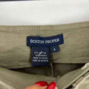 Boston Proper Lightweight Stretch Cotton Seamed Straight Leg Olive Utility‎ Pant thumbnail 5
