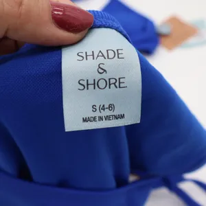 Shade & Shore Bikini Set Womens S Ribbed High Leg Cheeky Blue Side Tie NEW thumbnail 2