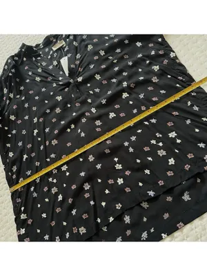 LOFT Outlet Black Floral V Neck Long Sleeve Blouse Top L Large NWT 100% Rayon thumbnail 7