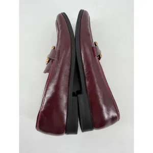 Time and Tru Loafers Women Size 6 Burgundy Gold Bit Hardware Preppy Old Money thumbnail 6