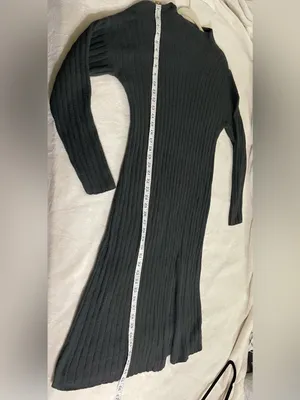 aerie Ribbed Knit Midi Sweater Dress in Grey Size M thumbnail 6