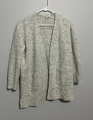 Madewell Donegal Kent Cardigan Sweater Medium Wool Blend Long Coziest Yarn Cream thumbnail 1