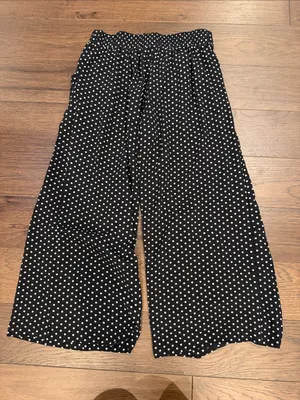 Max Studio Polka Dot Wide Leg Pants Black White Size Small - C61-113 thumbnail 6