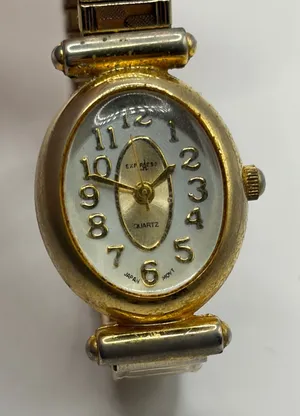 EXPRESS Timeless Gold Tone Oval Face Expandable Bracelet Quartz‎ Watch Japan Movement thumbnail 1