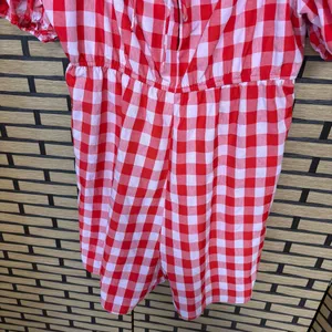 Day + Moon Pink‎ And Red Plaid Romper Size Large Pink thumbnail 5
