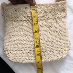 90s Carlo D’Santi Cream Beige crochet tote crossbody messenger hobo bag purse #boho #indie #festival #bohemian #vintage Measurement ent in pics thumbnail 7