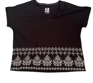 Muk Luks Black Short-Sleeve Tee with White Border Print thumbnail 1