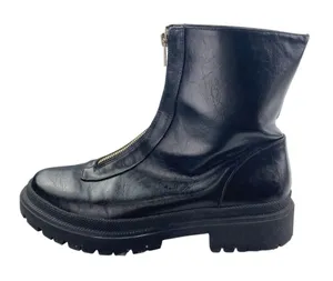 Abercrombie & Fitch Laana Women's Black Leather Round Toe Zipper Boots Size 10 thumbnail 1