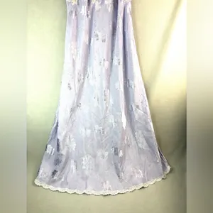 Sensors M Maxi Lace Trim Slip Gown Lavender Floral Chemise thumbnail 6