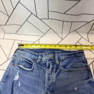 Old Navy Sky-Hi Straight Jeans 4 Blue‎ Distressed Raw Hem Extra High Rise thumbnail 3