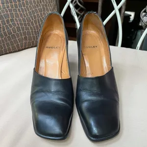 Audrey Square Toe Leather‎ Heels Black 9.5 39.5 thumbnail 4