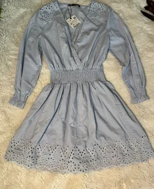 Zara NWT Blue Eyelet Dress thumbnail 1